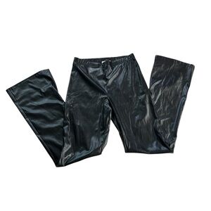 K + Glam Black Faux Leather Flare Pants